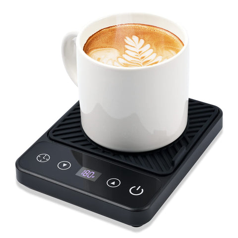 Cafzed calentador de taza base, soporte elegante para mantener bebidas a temperatura.
