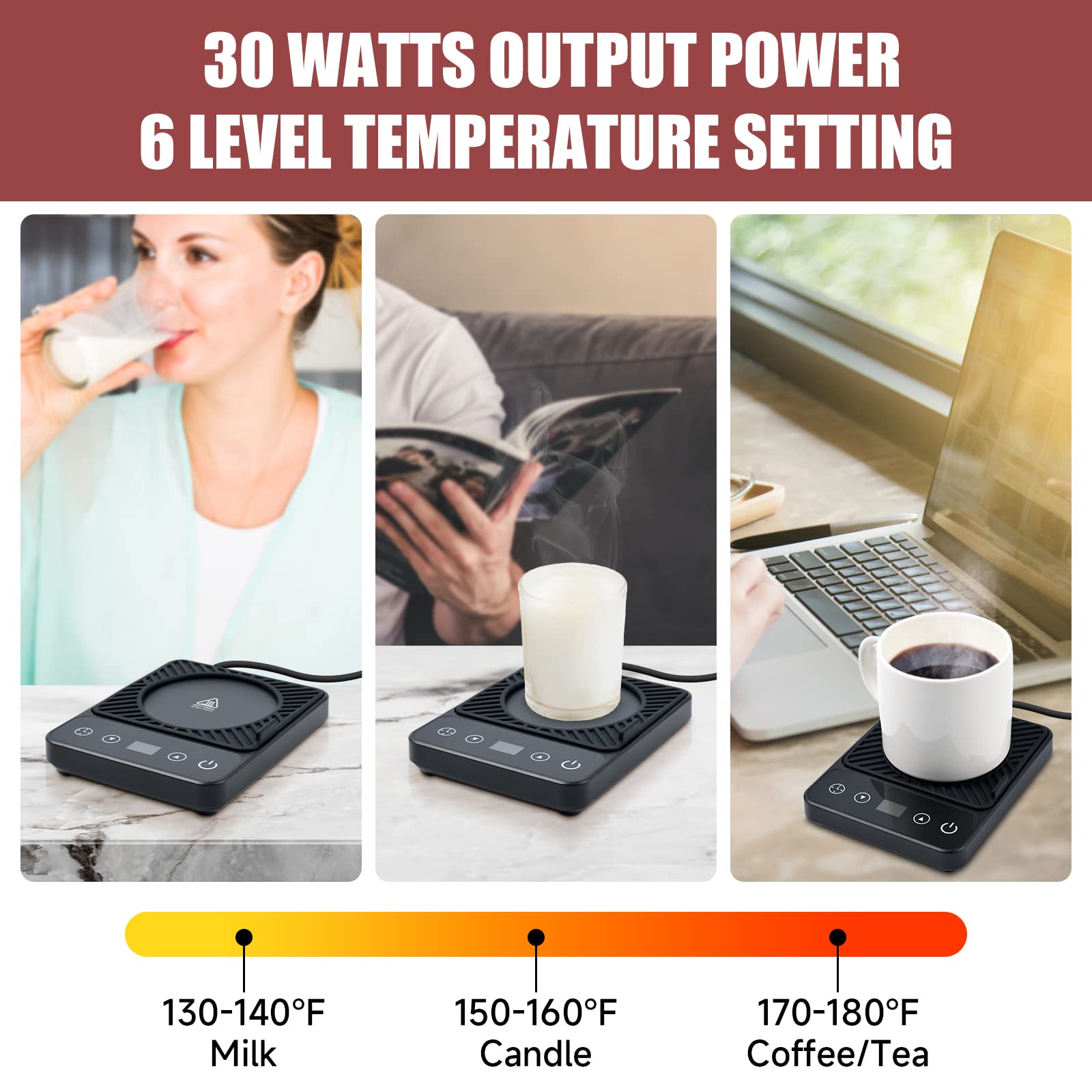 Cafzed panel digital del calentador, control de temperatura preciso para tu café.