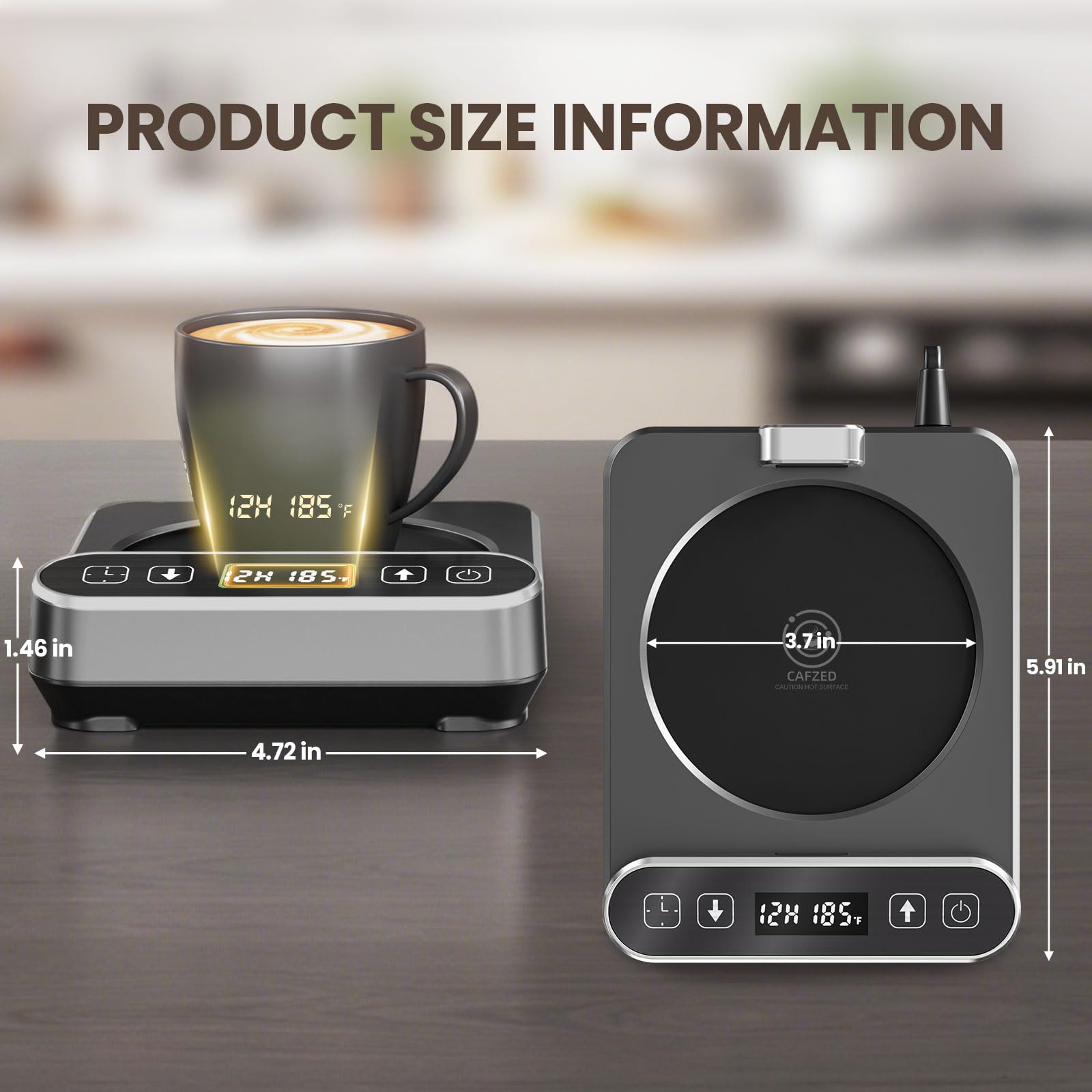 Cafzed sensor infrarrojo con pantalla de temperatura en tiempo real.
