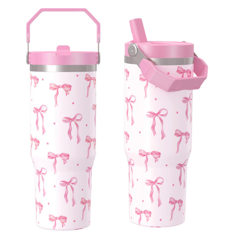 Cahduenx Bow Tumbler con asa y lazo, ideal para uso diario
