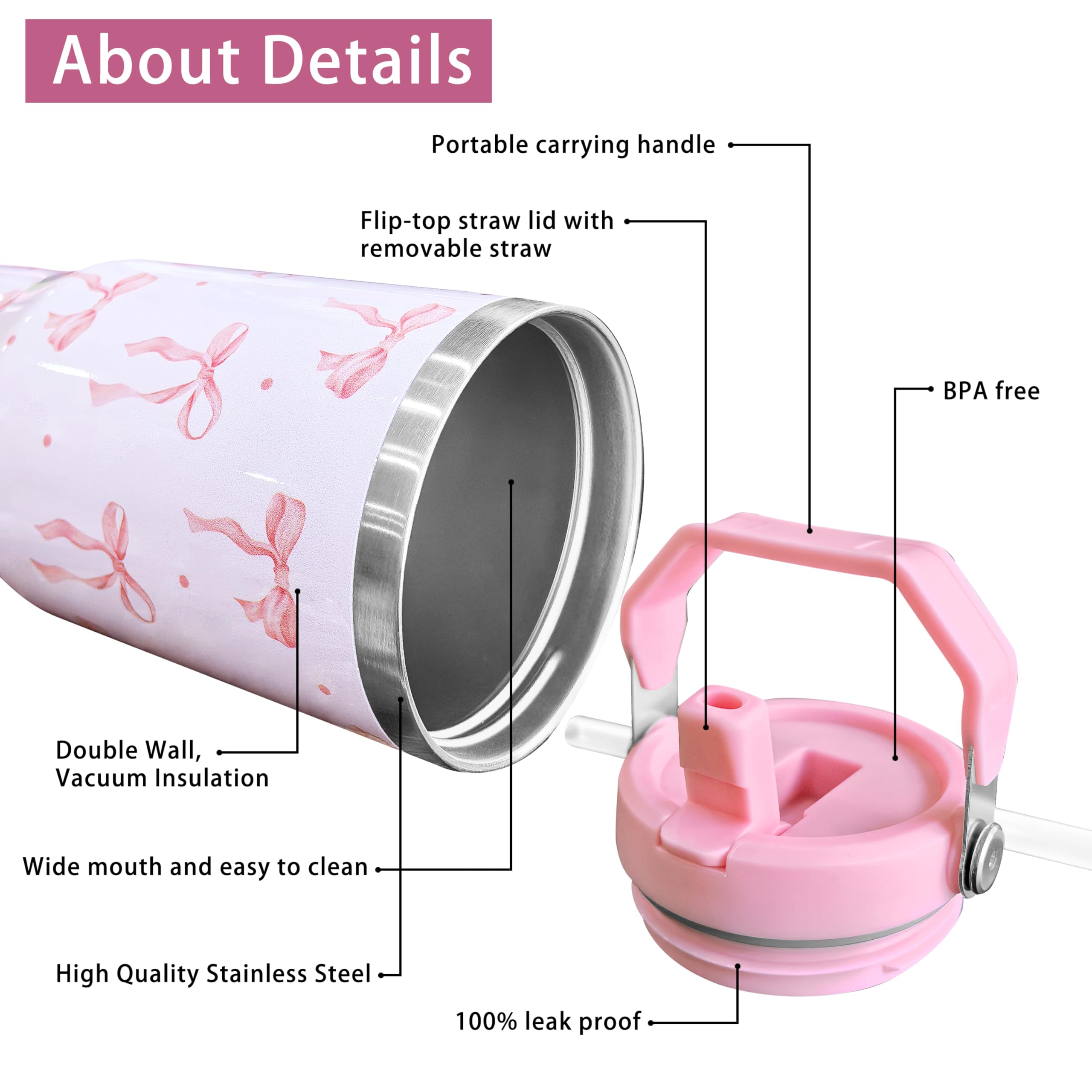 Cahduenx Bow Tumbler uso versátil para casa, oficina y viaje