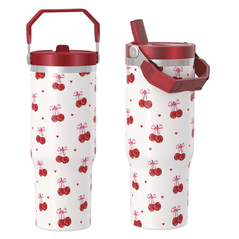Vaso Cahduenx de 30 oz con manija de cereza, ideal para uso diario y viaje