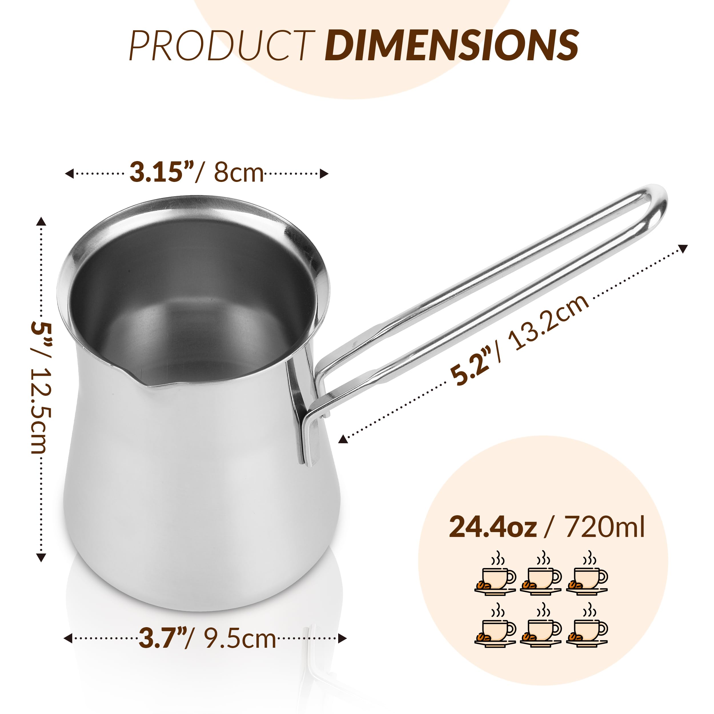 Caizen Briki cocción en estufa de gas para café aromático.