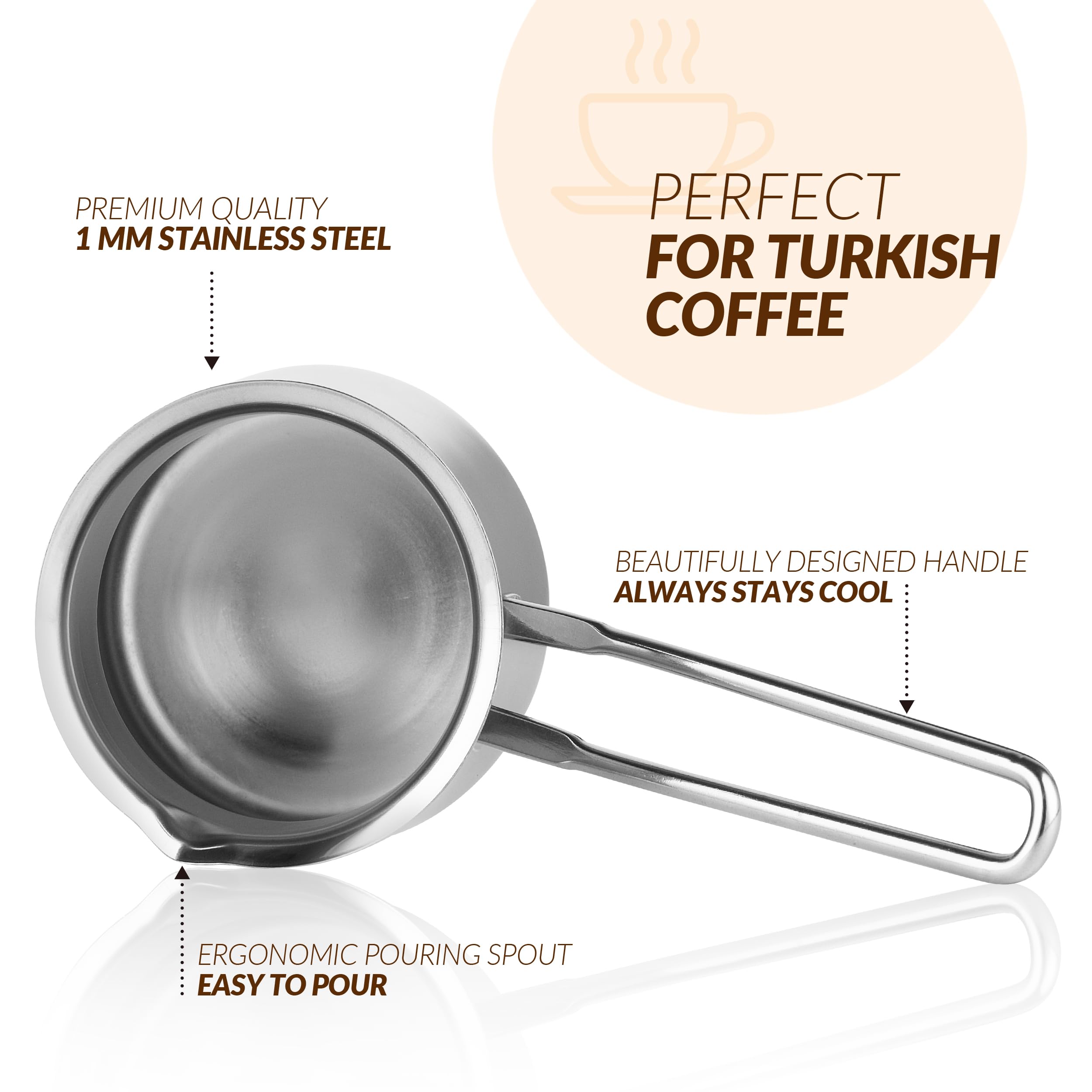 Caizen Coffee Briki mango ergonómico facilita un vertido cómodo y seguro.