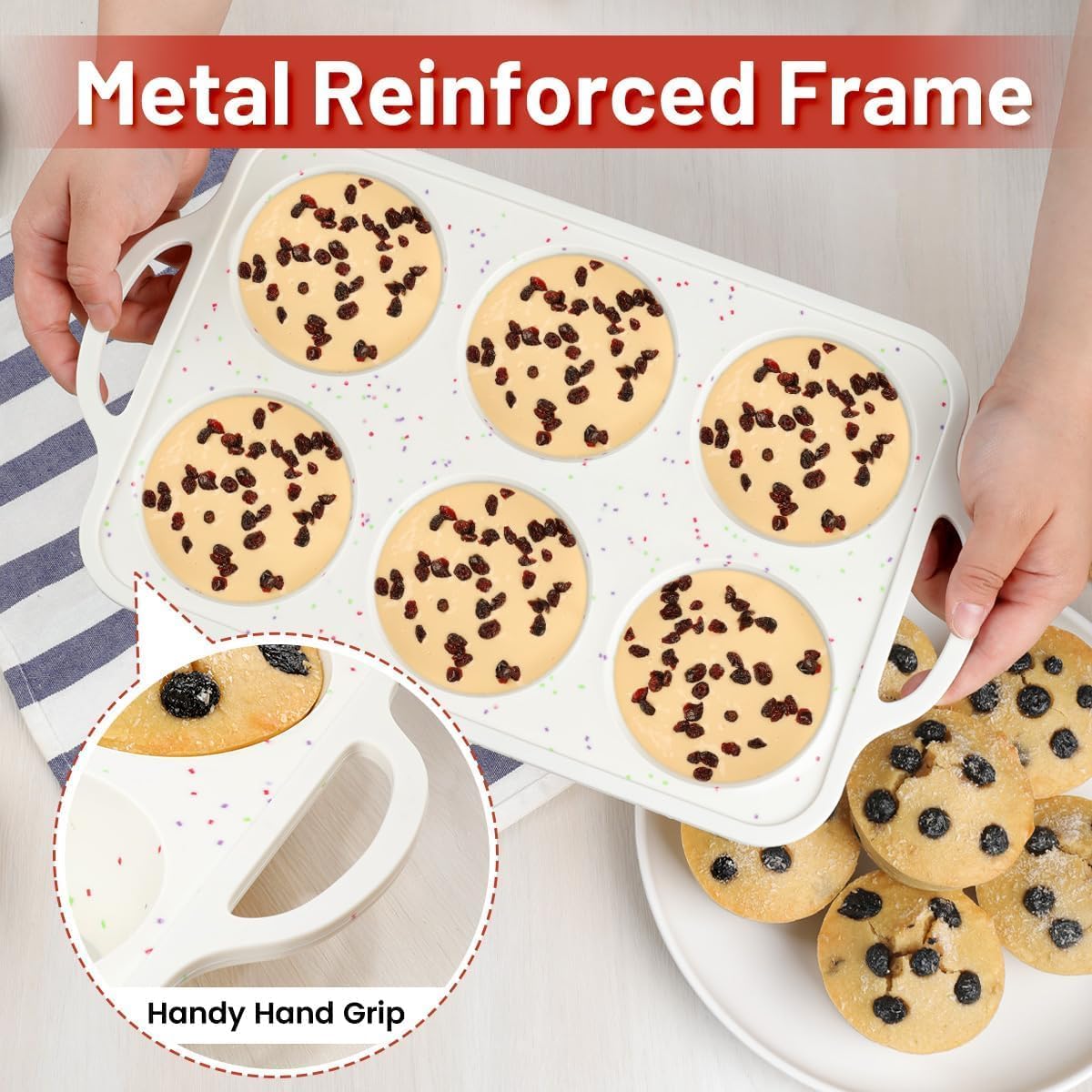 CAKETIME capacidad seis muffins grandes 3,5 pulgadas para porciones generosas