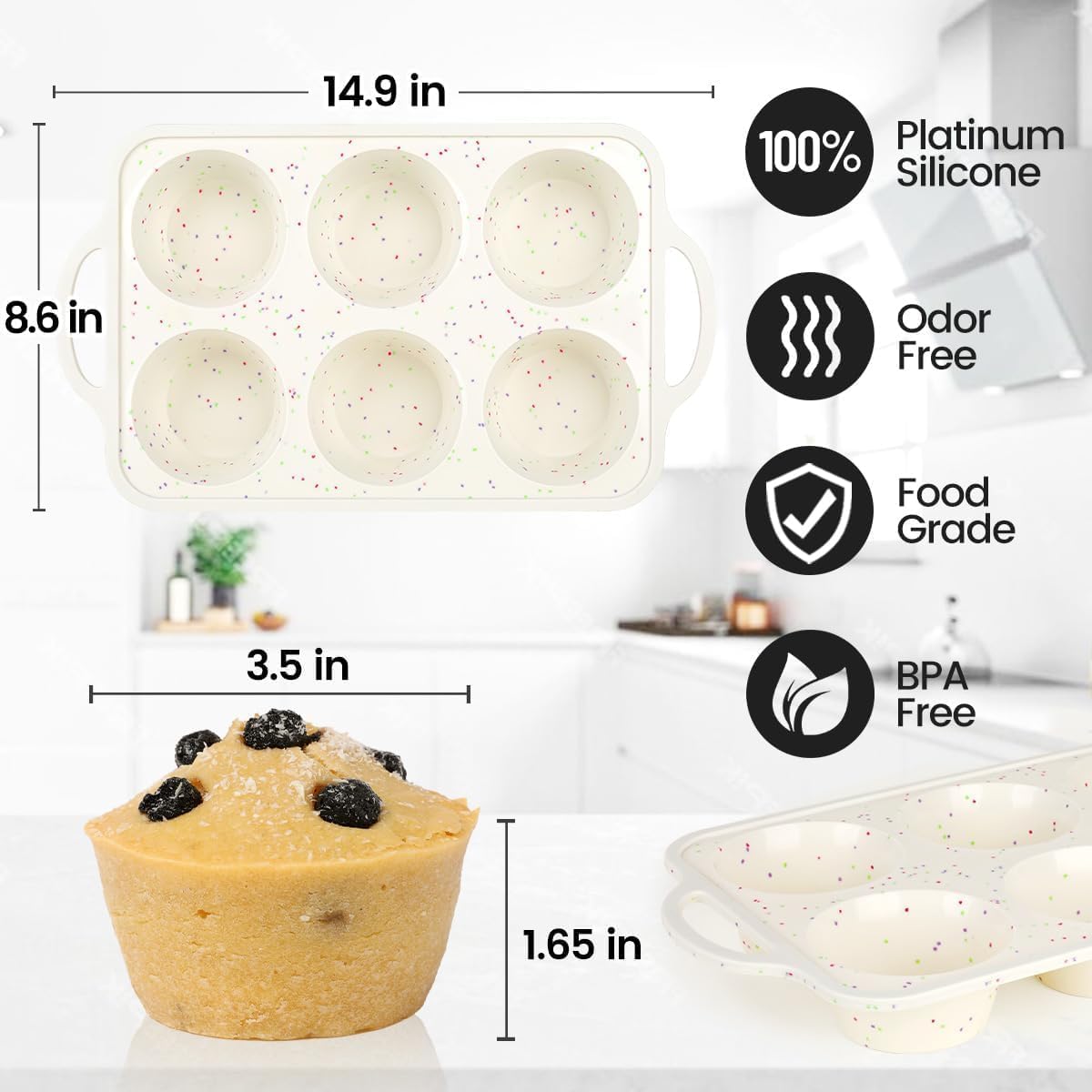 CAKETIME desmolde fácil con silicona lisa facilita muffins sin esfuerzo
