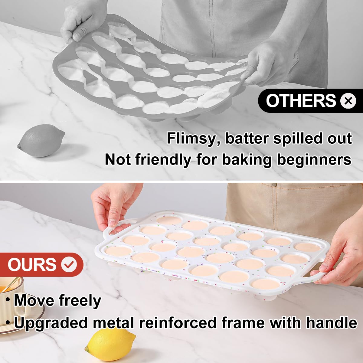 CAKETIME mini muffin pan, limpieza fácil, superficie lisa facilita lavados.