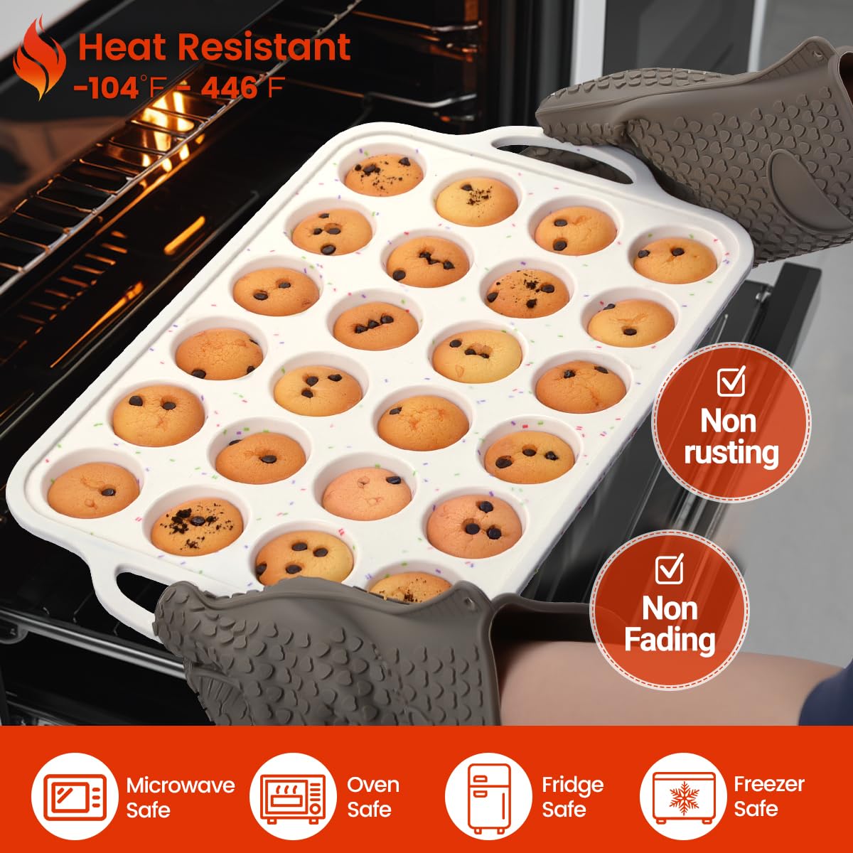 CAKETIME mini muffin pan, uso múltiple, ideal para muffins, quiches y postres.