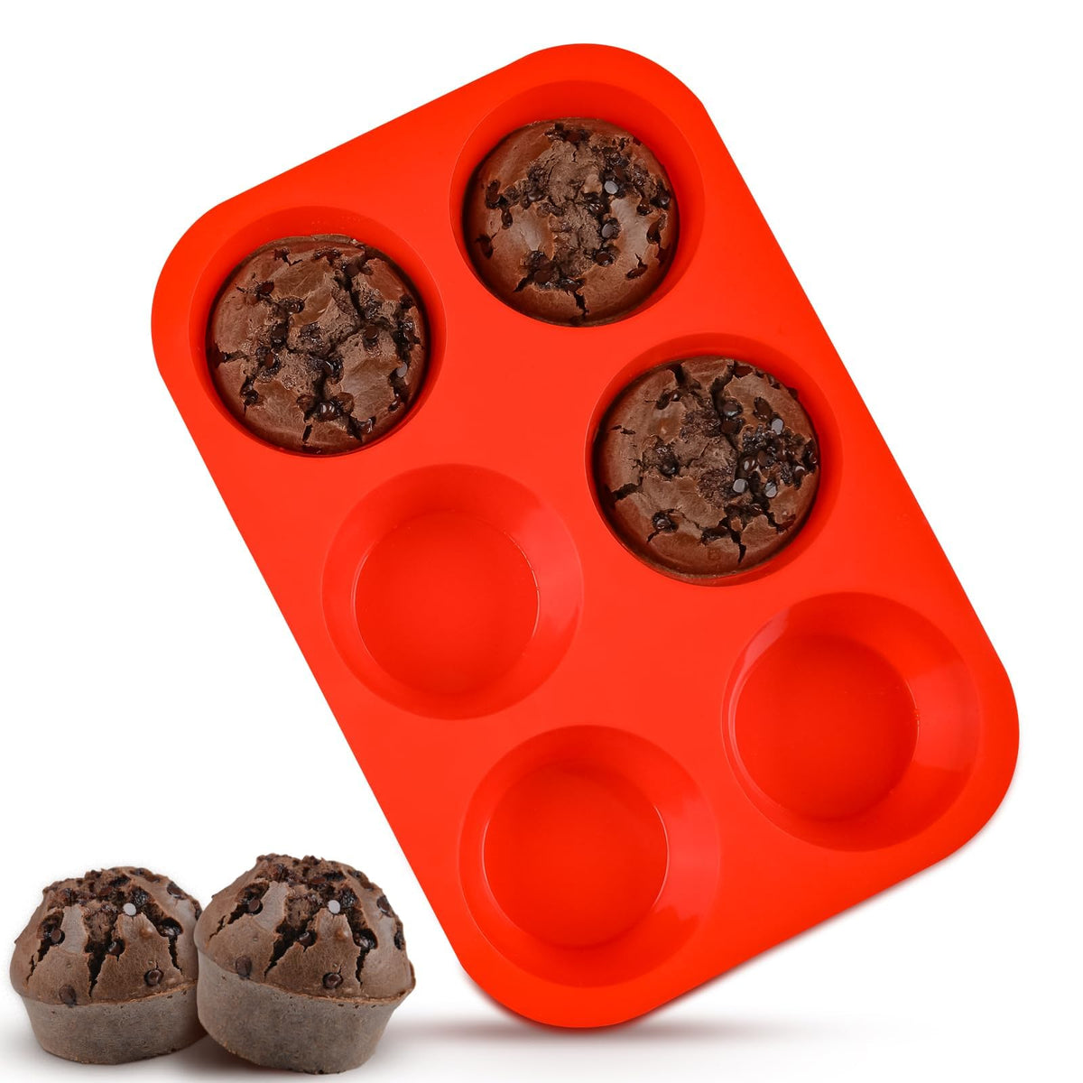 CAKETIME molde magdalenas jumbo seis cupos, ideal para porciones grandes y horneado uniforme