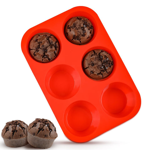 CAKETIME molde magdalenas jumbo seis cupos, ideal para porciones grandes y horneado uniforme