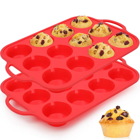 CAKETIME molde para muffins de silicona con marco metálico, desmolde fácil.