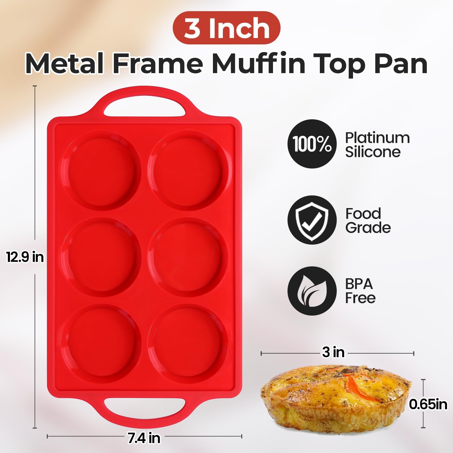 CAKETIME molde silicona para huevos top 3-pulgadas rojo, transferencia al horno fácil.