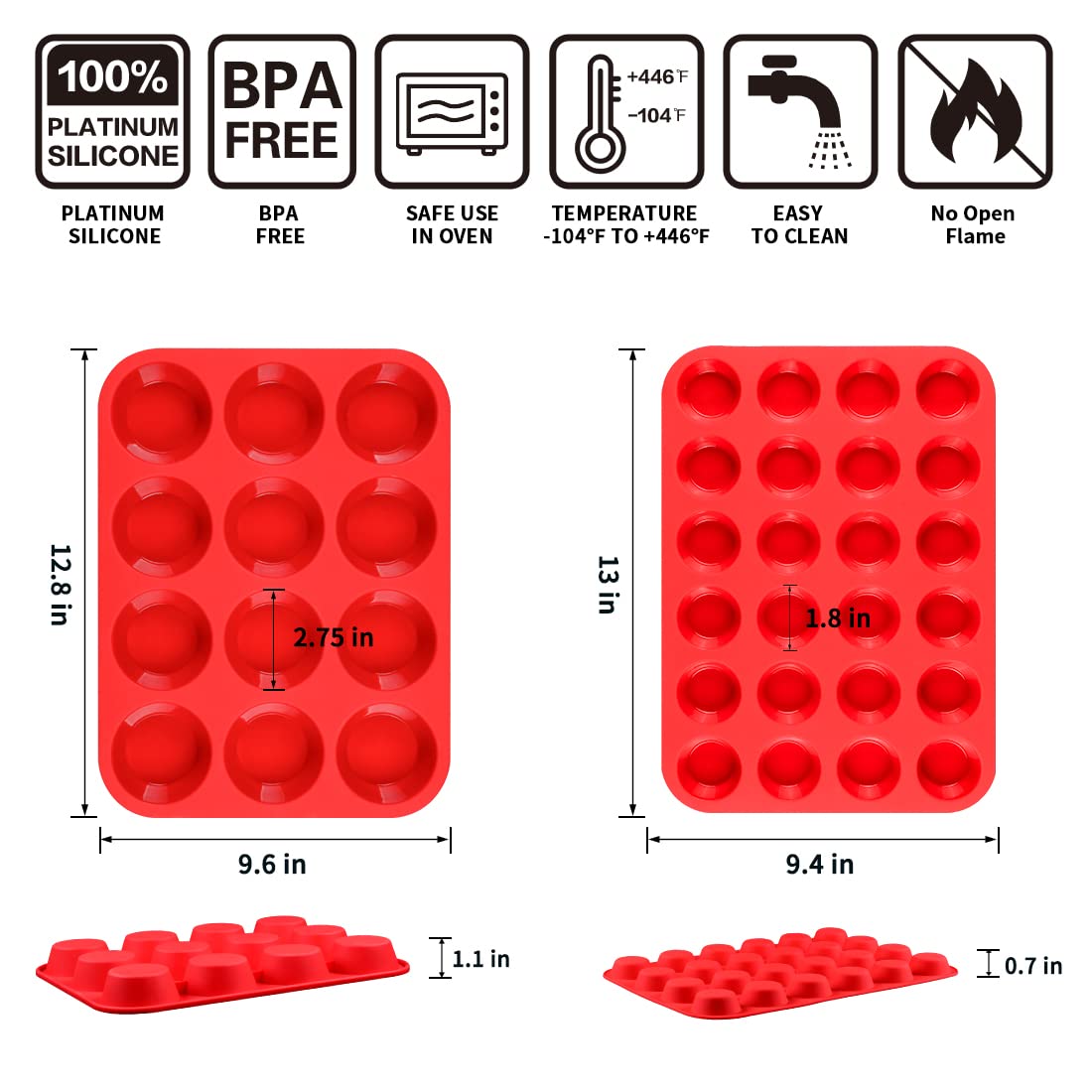 CAKETIME molde silicona magdalena mini 24 cupos ideal para porciones pequeñas