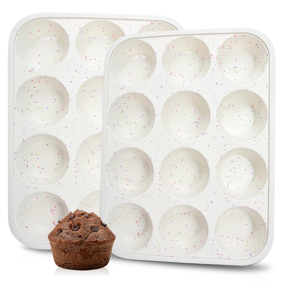 CAKETIME molde silicona para magdalenas con 12 cavidades, horneado uniforme.