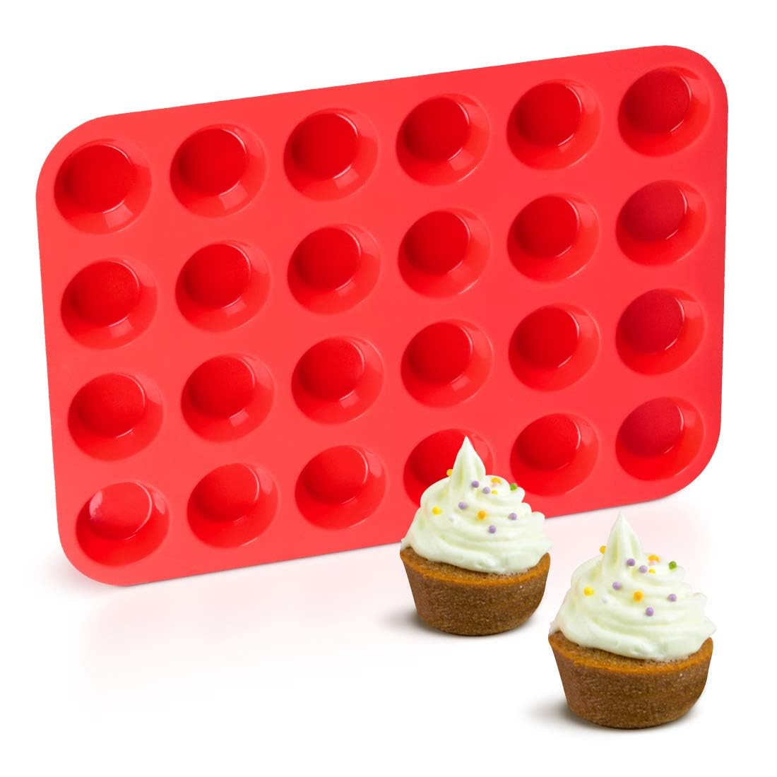 CAKETIME molde silicona para magdalenas 24 cavidades, liberación fácil.