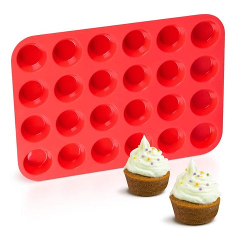 CAKETIME molde silicona para magdalenas 24 cavidades, liberación fácil.