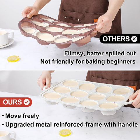 CAKETIME, moldes para magdalenas de tamaños regular y mini con marco reforzado