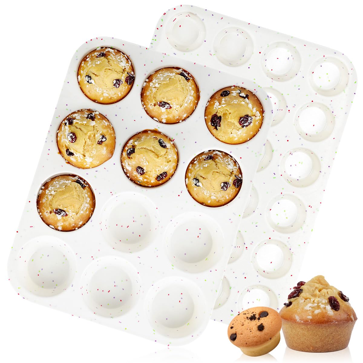 CAKETIME molde de silicona para magdalenas de 12 tazas, desmolde fácil y seguro