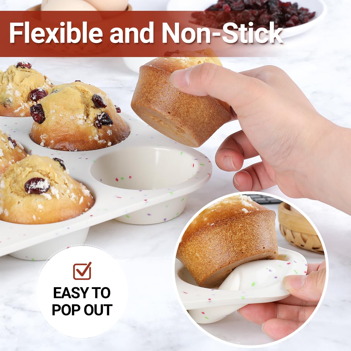 CAKETIME molde de silicona para magdalenas de 24 tazas, ideal para porciones mini