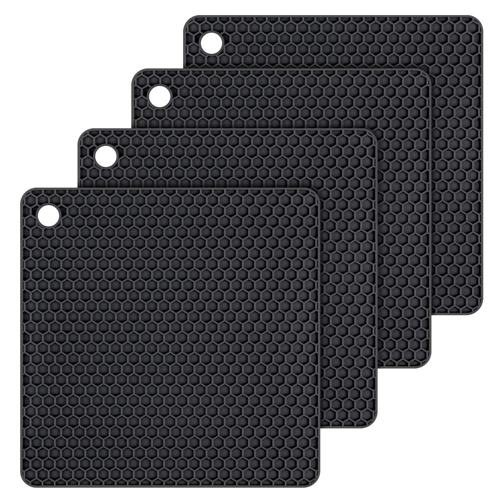 CAKETIME trivet de silicona negro con base antideslizante protege la mesa