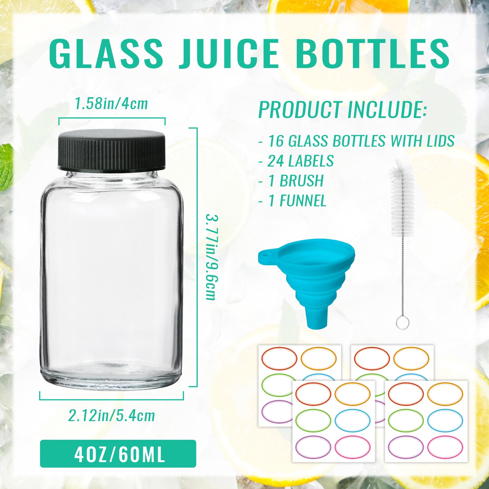 CAKKVDE botella de vidrio 4 oz para uso portátil, perfecta para entrenamientos.