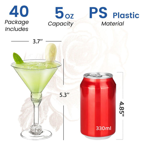 Vasos CALBODE martini de plástico apilables, fácil almacenamiento.