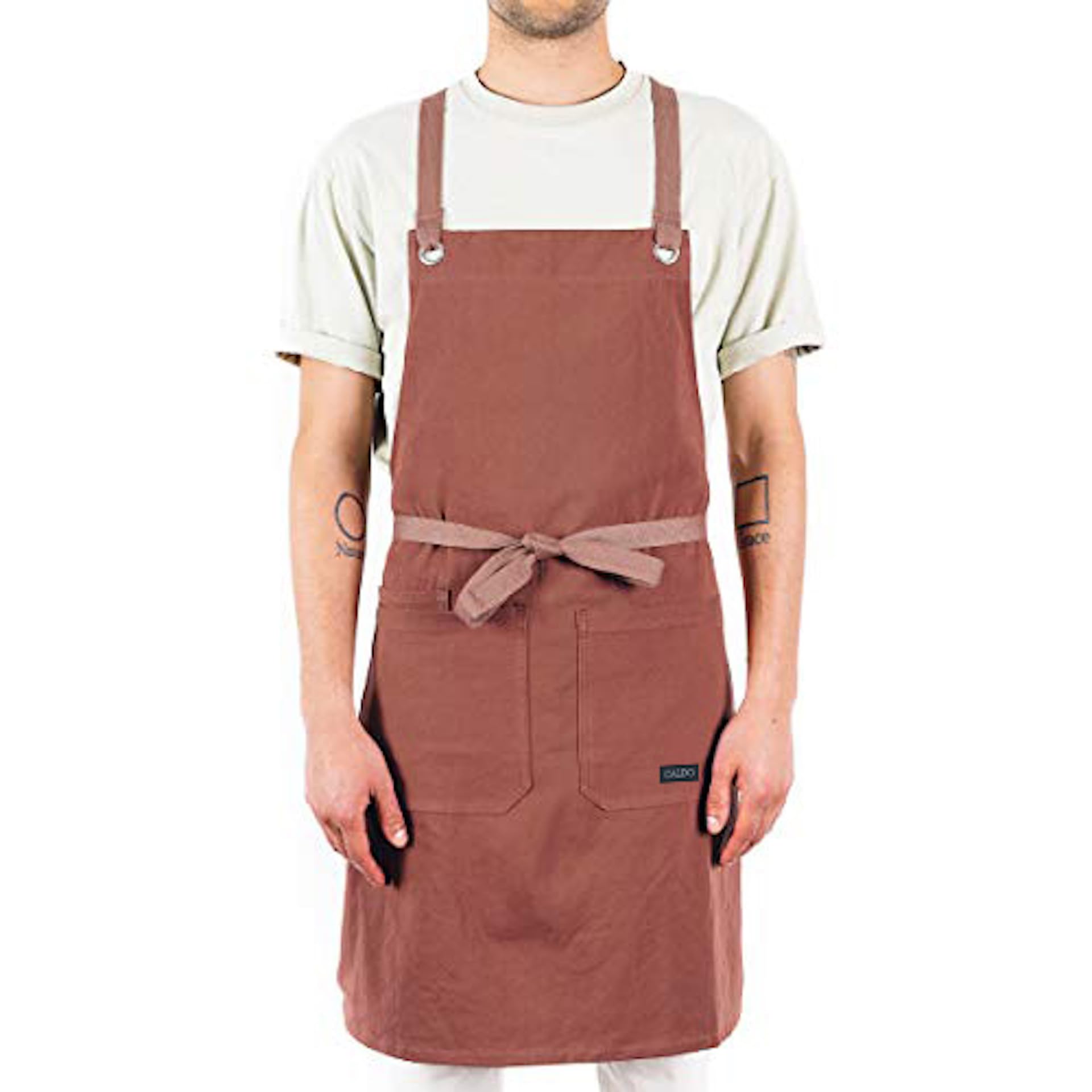 Caldo delantal cruzado, uso profesional para chefs y camareros.