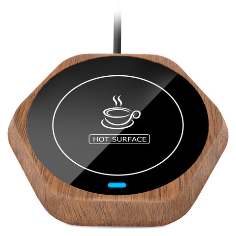 Calentador de tazas con iluminación LED para uso elegante en la mesa.