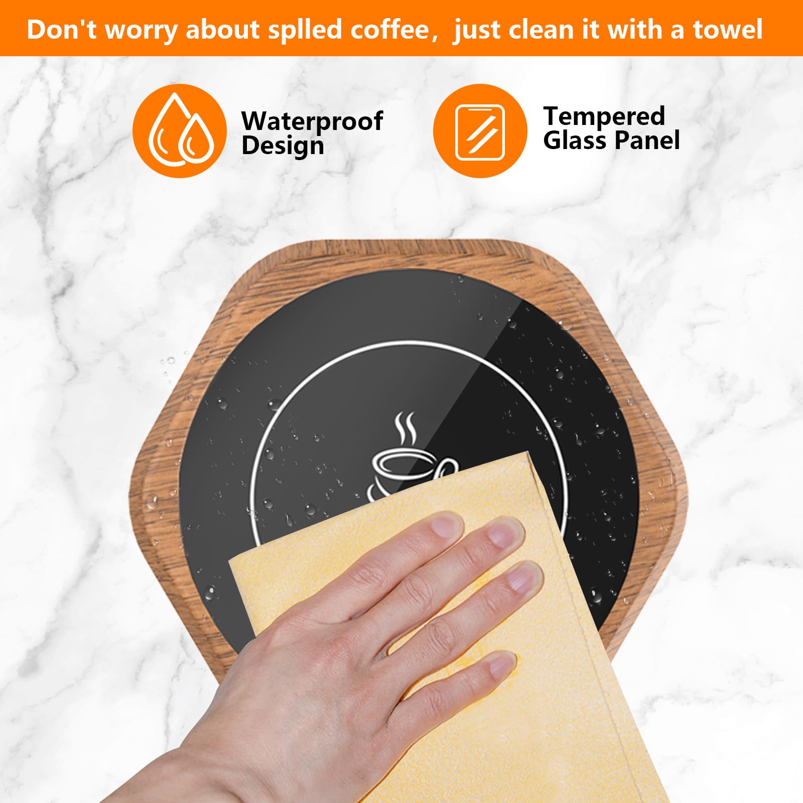 Diseño con contacto de la base para tazas planas y estables.