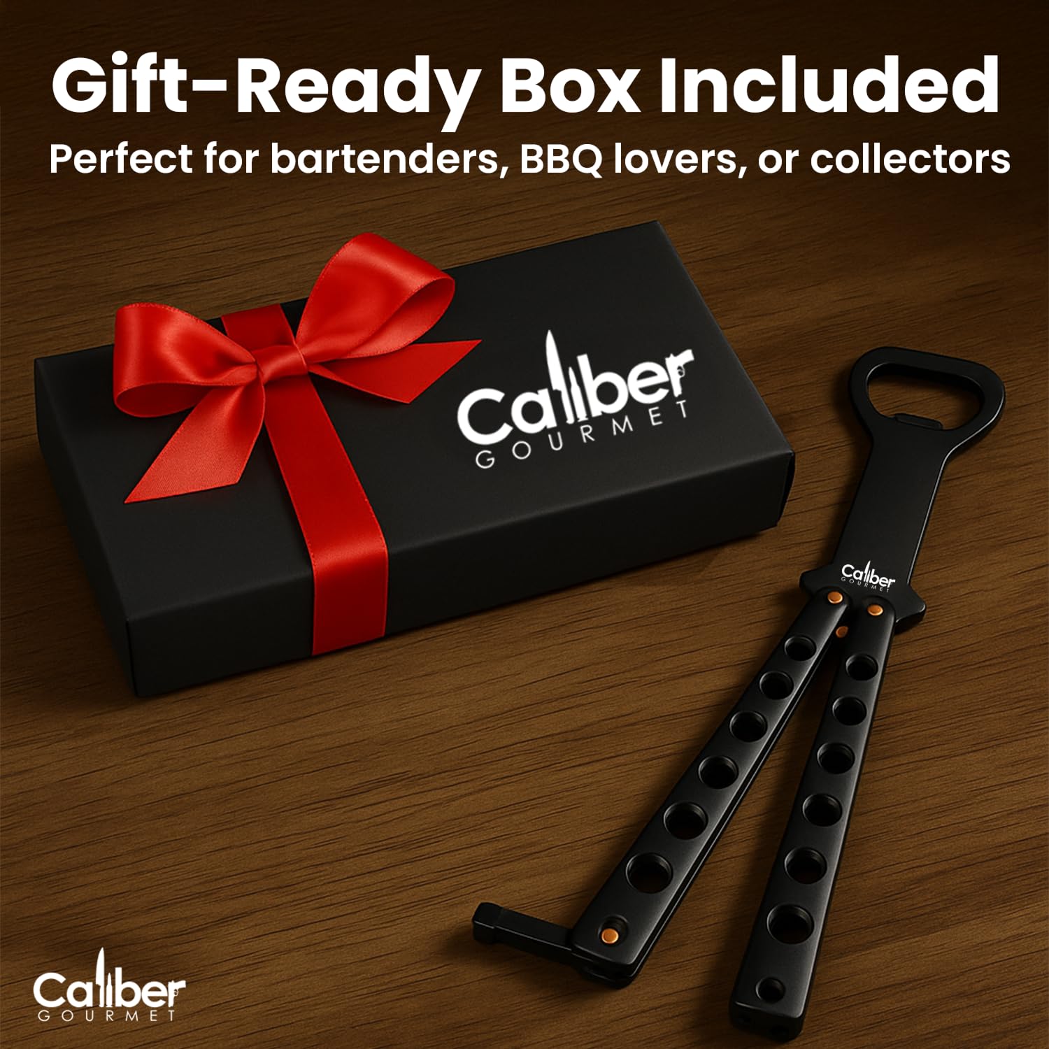 Caliber Gourmet abrelatas cuchillo mariposa accesorio bar: complemento útil