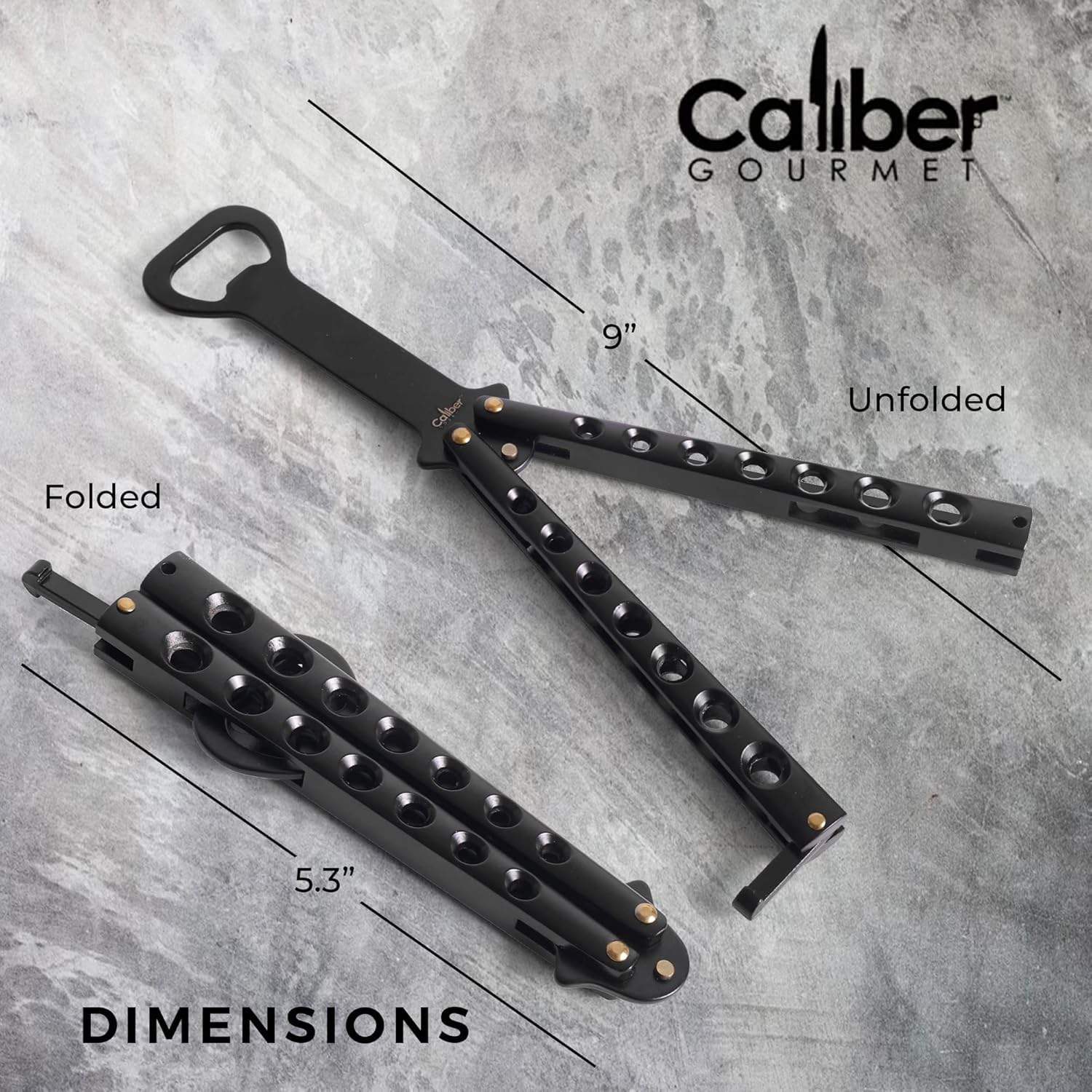 Caliber Gourmet abrelatas cuchillo mariposa apertura de botellas: uso práctico