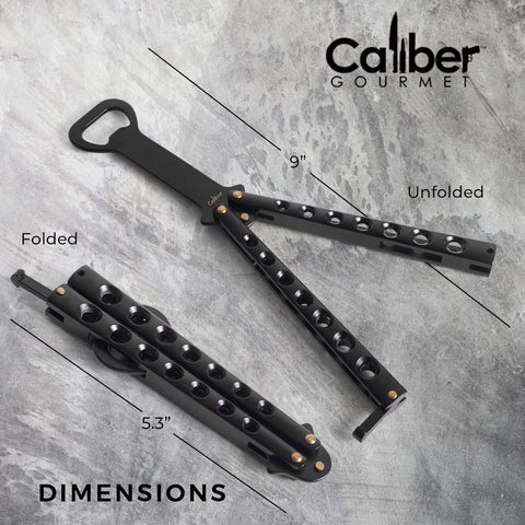 Caliber Gourmet abrelatas cuchillo mariposa apertura de botellas: uso práctico