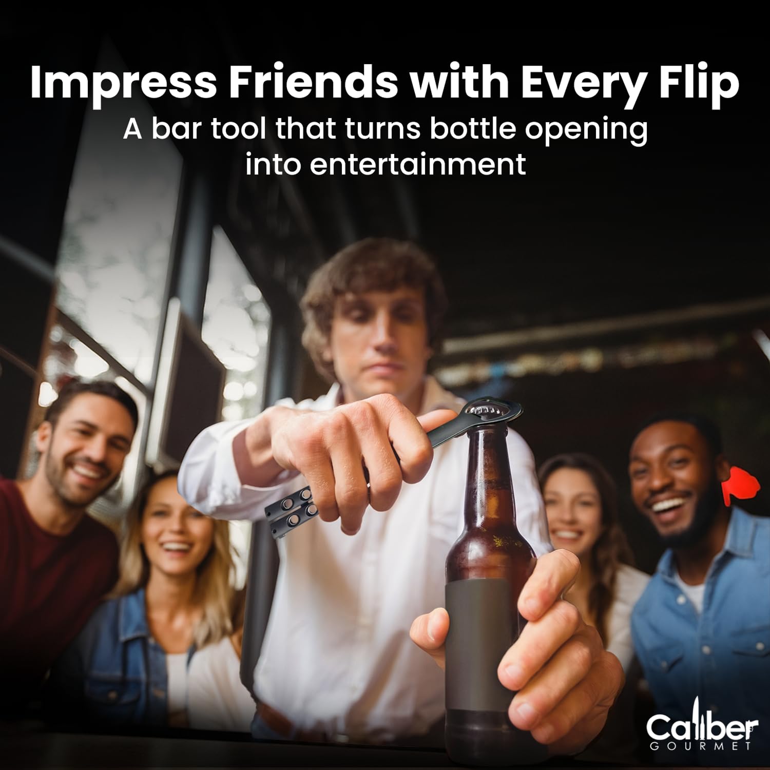 Caliber Gourmet abrelatas cuchillo mariposa bar uso: accesorio de barra versátil