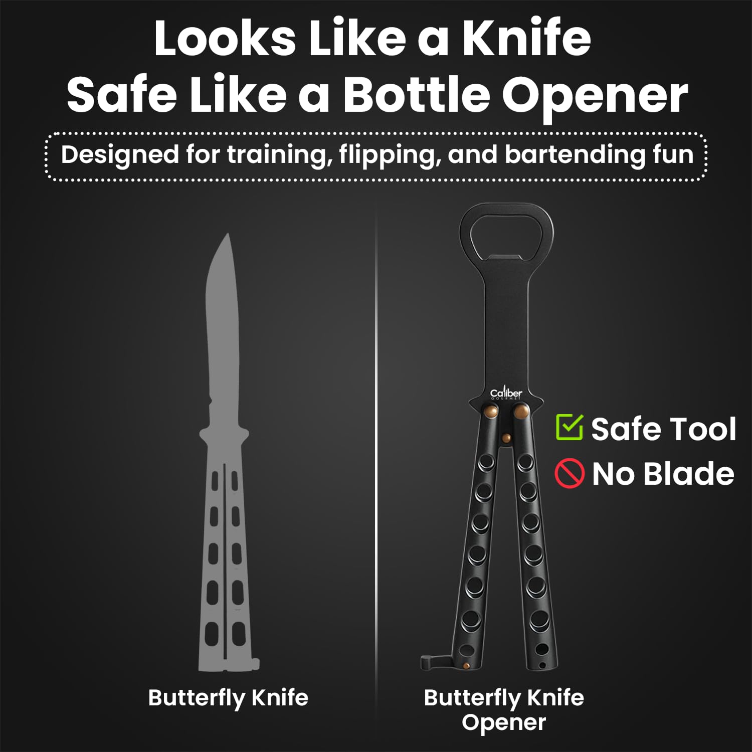 Caliber Gourmet abrelatas cuchillo mariposa seguridad: diseño seguro