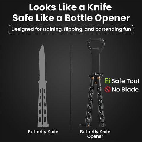 Caliber Gourmet abrelatas cuchillo mariposa seguridad: diseño seguro