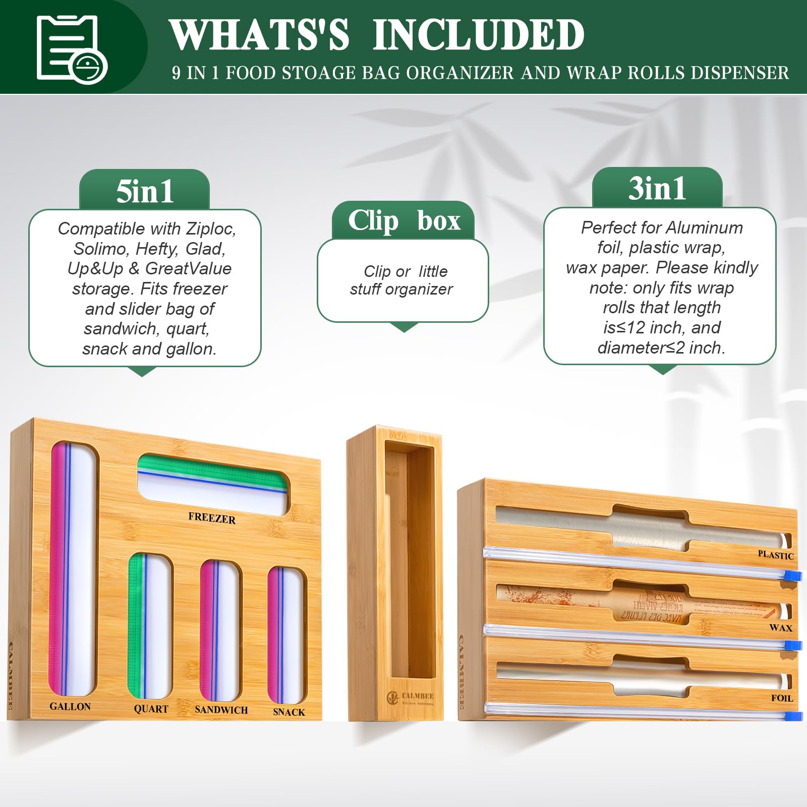 Calmbee 9 en 1 organizador-cajon-bambu, diseño natural y duradero