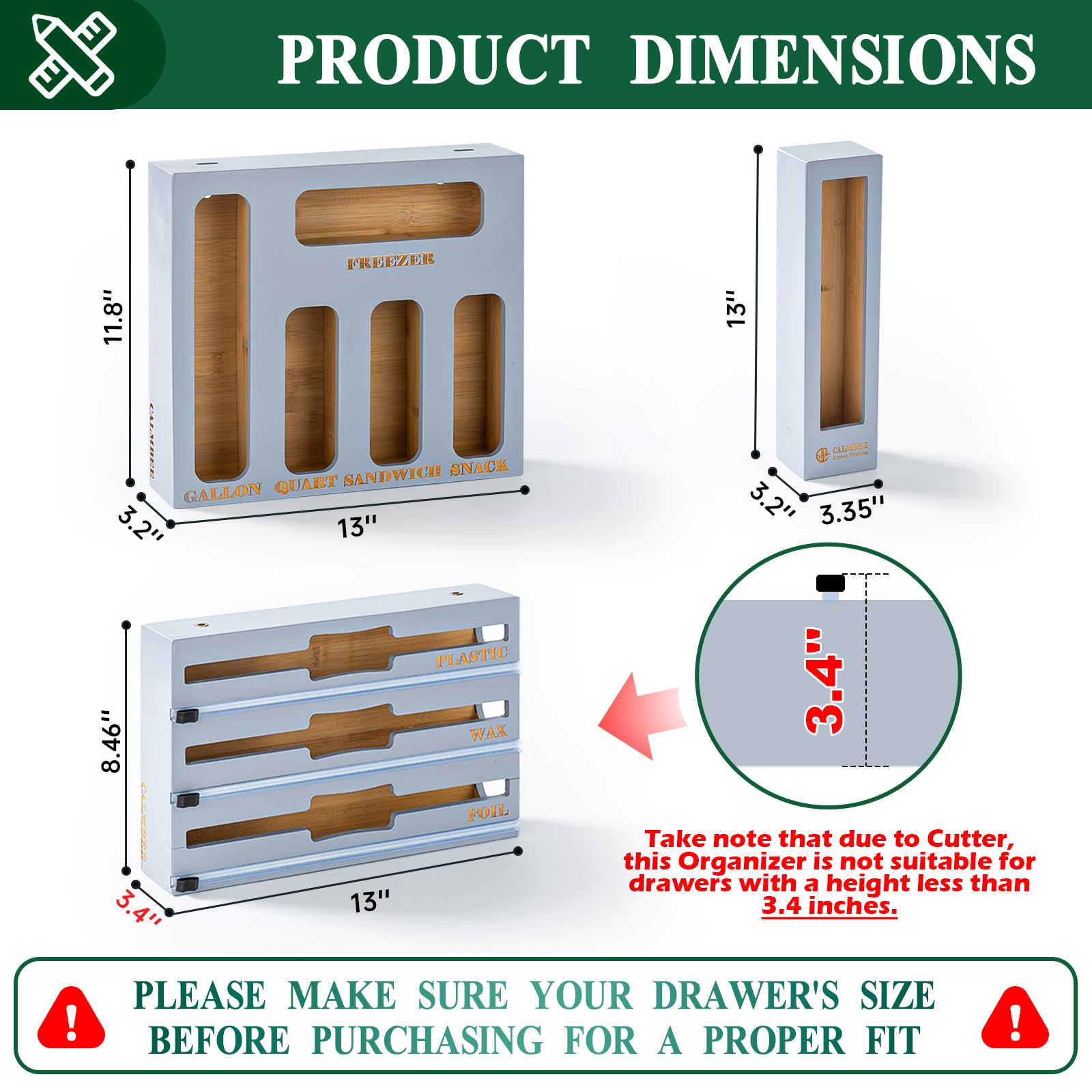 Calmbee dispensador de papel aluminio y envoltura de 12 pulgadas para uso rápido.