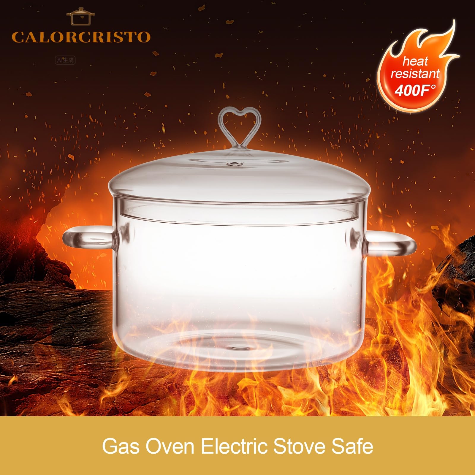 CALORCRISTO olla de vidrio ideal para hervir caldo y salsas