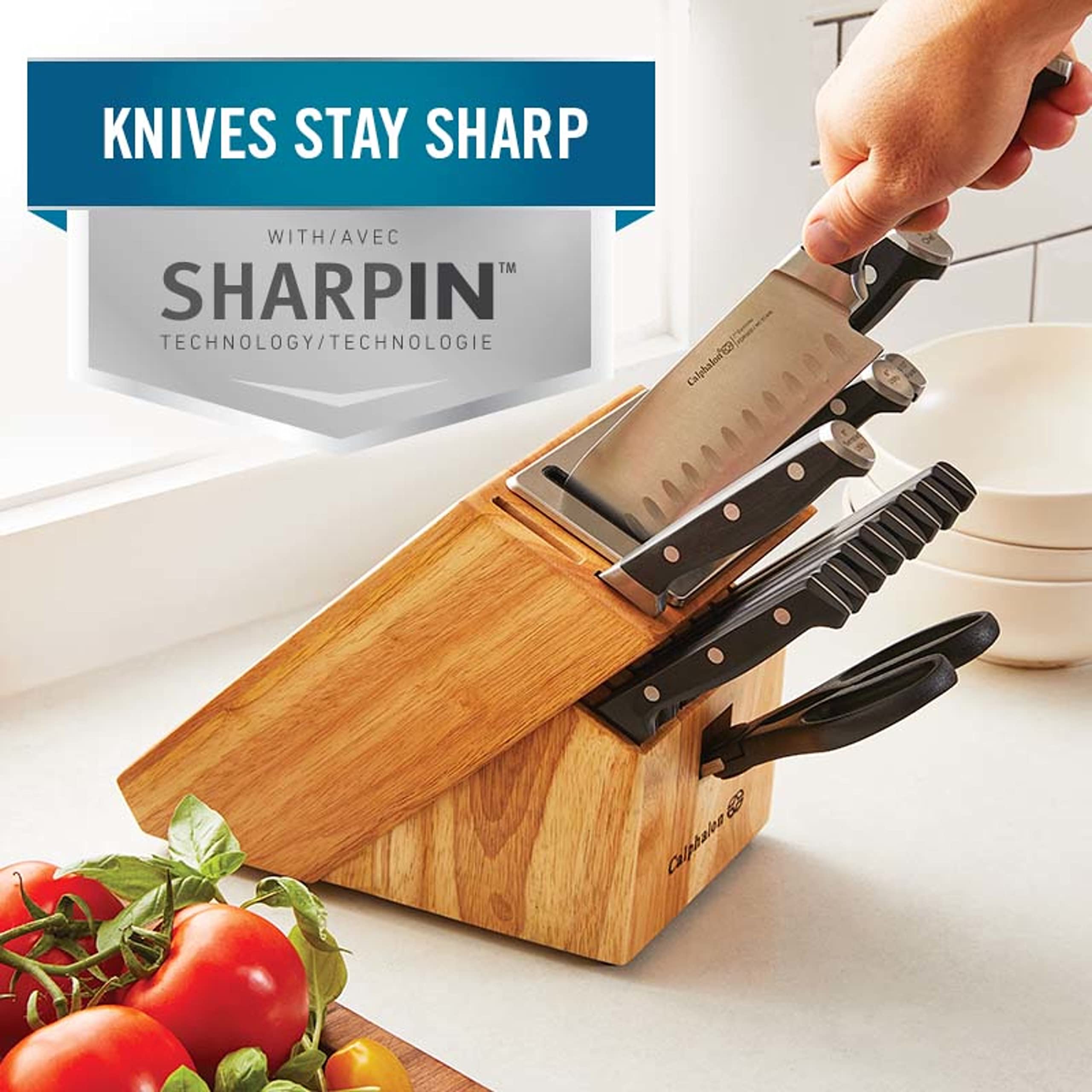 Calphalon Classic cuchillo santoku 7 pulgadas para rebanadas limpias.