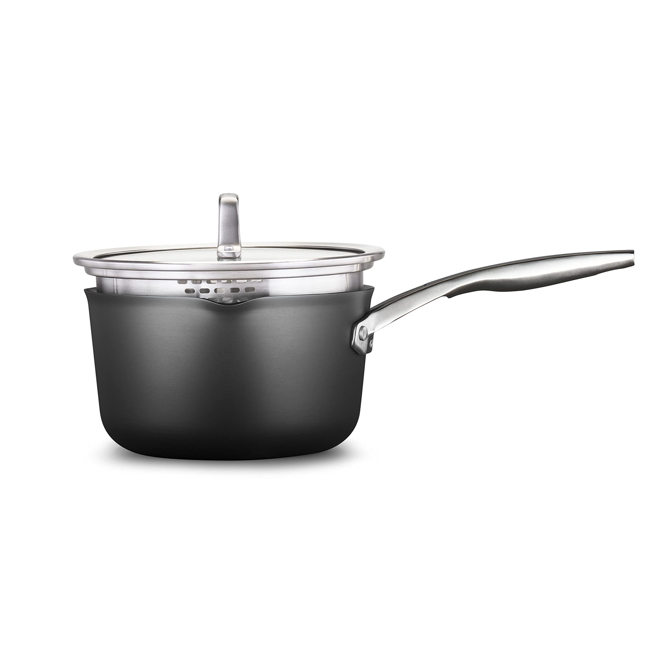 Calphalon Premier cazo 3,5 cuartos con tapa de vidrio, duradero y estable para cocinar