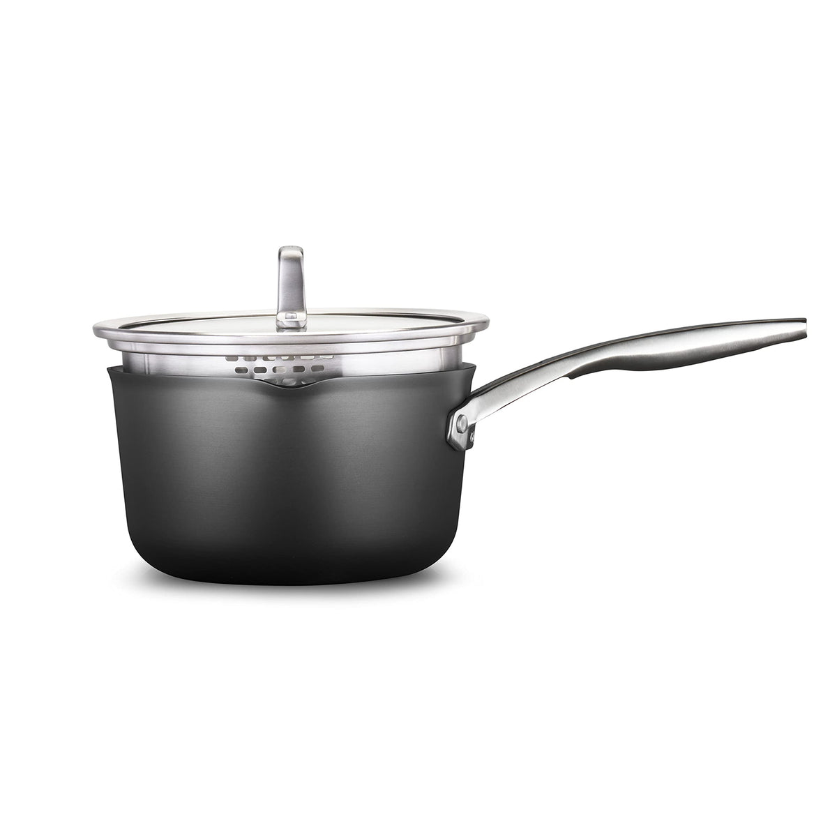 Calphalon Premier cazo 3,5 cuartos con tapa de vidrio, duradero y estable para cocinar
