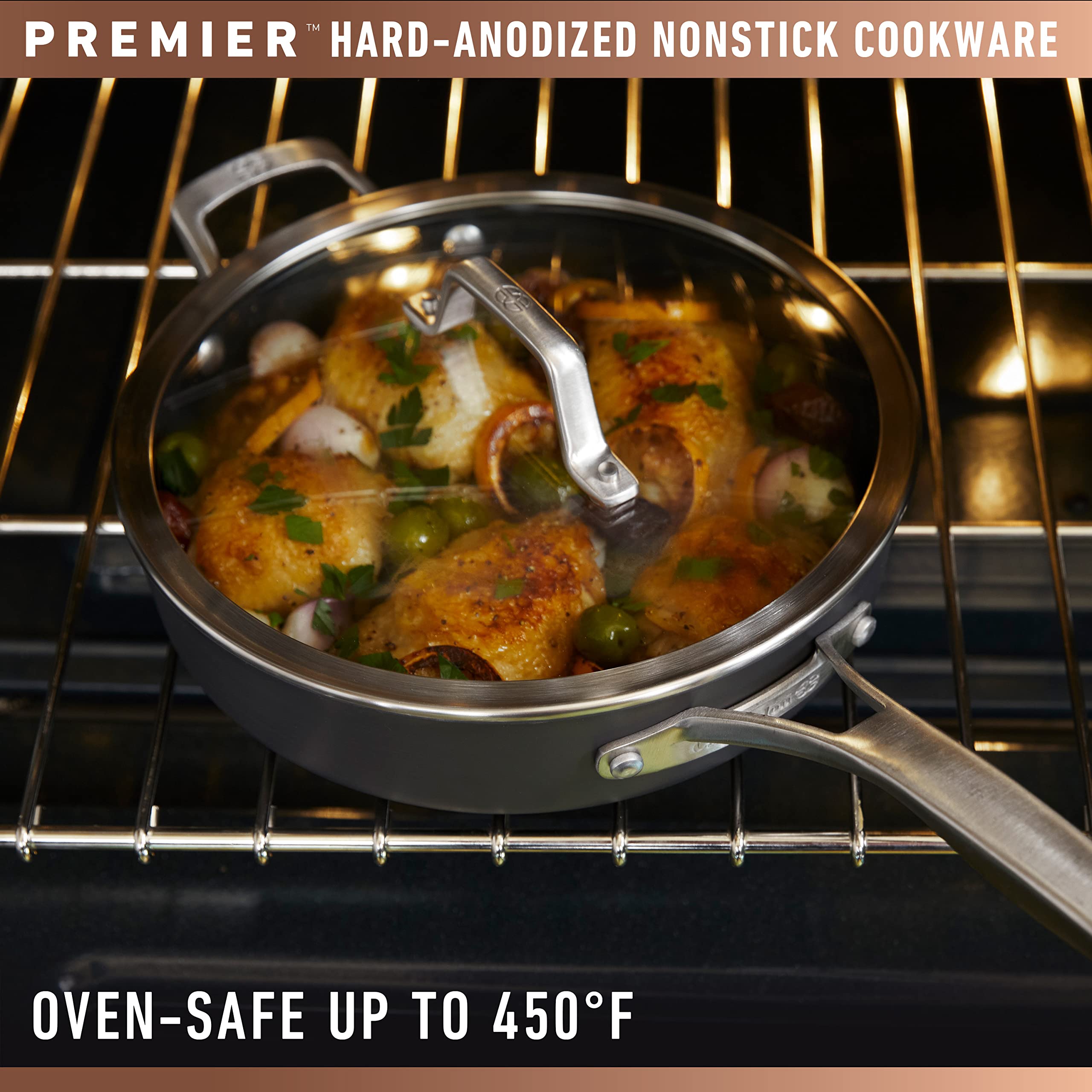 Calphalon Premier: horno de hasta 450 grados para terminar platos.