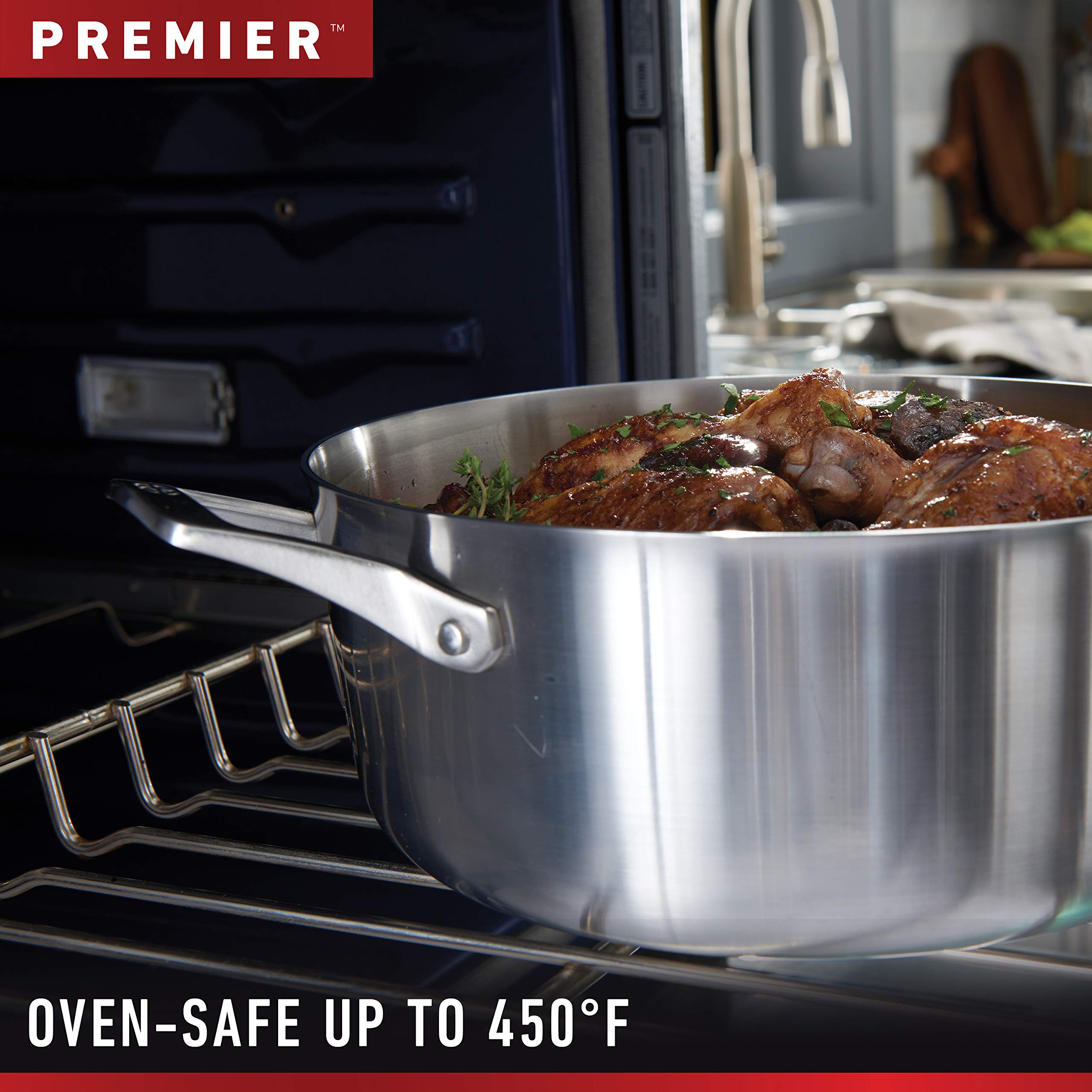 Calphalon Premier olla stock 6 qt con tapa, caldos y sopas.
