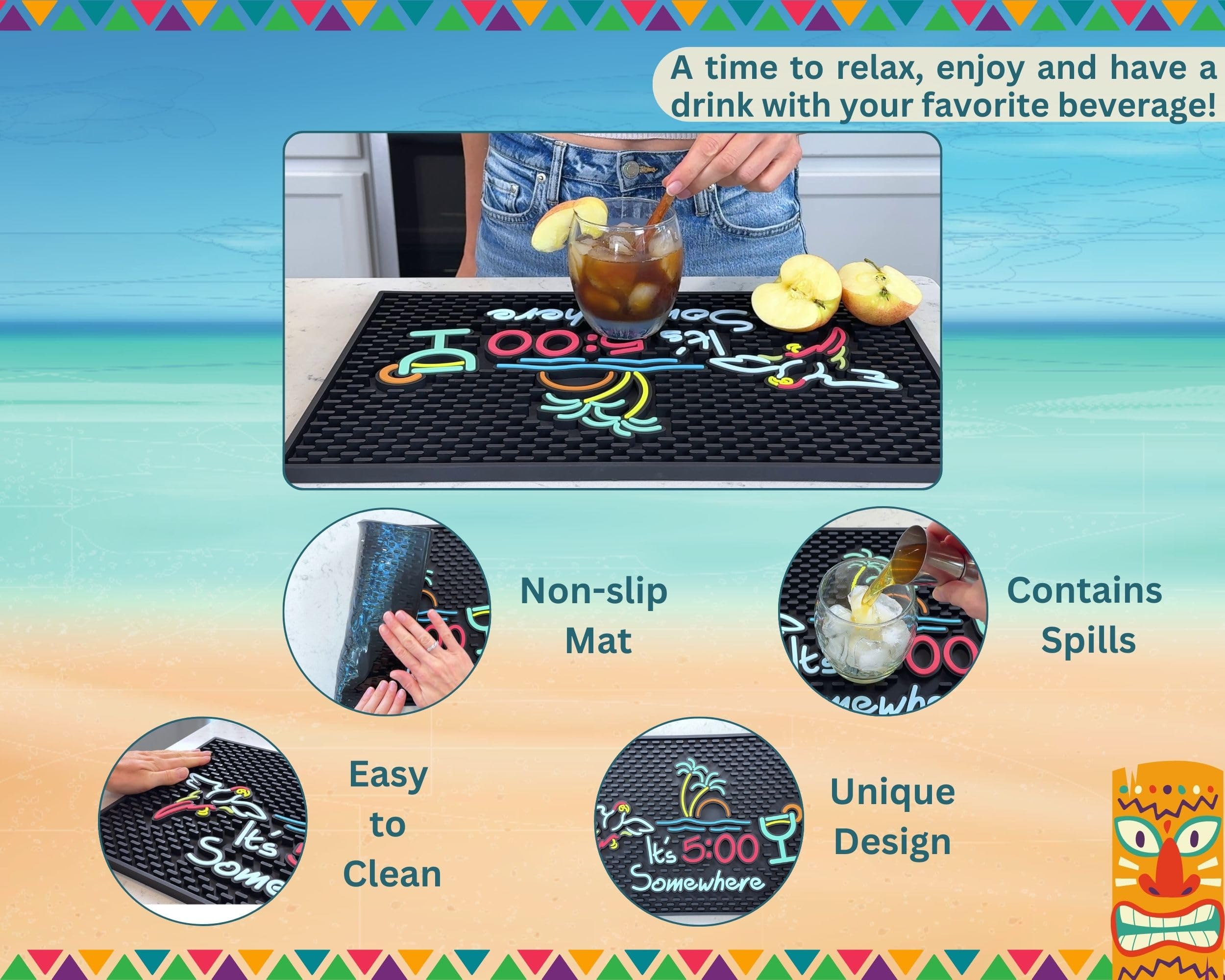 CALUVAR decoración fiesta aloha tiki, ideal para ambientar eventos tropicales.