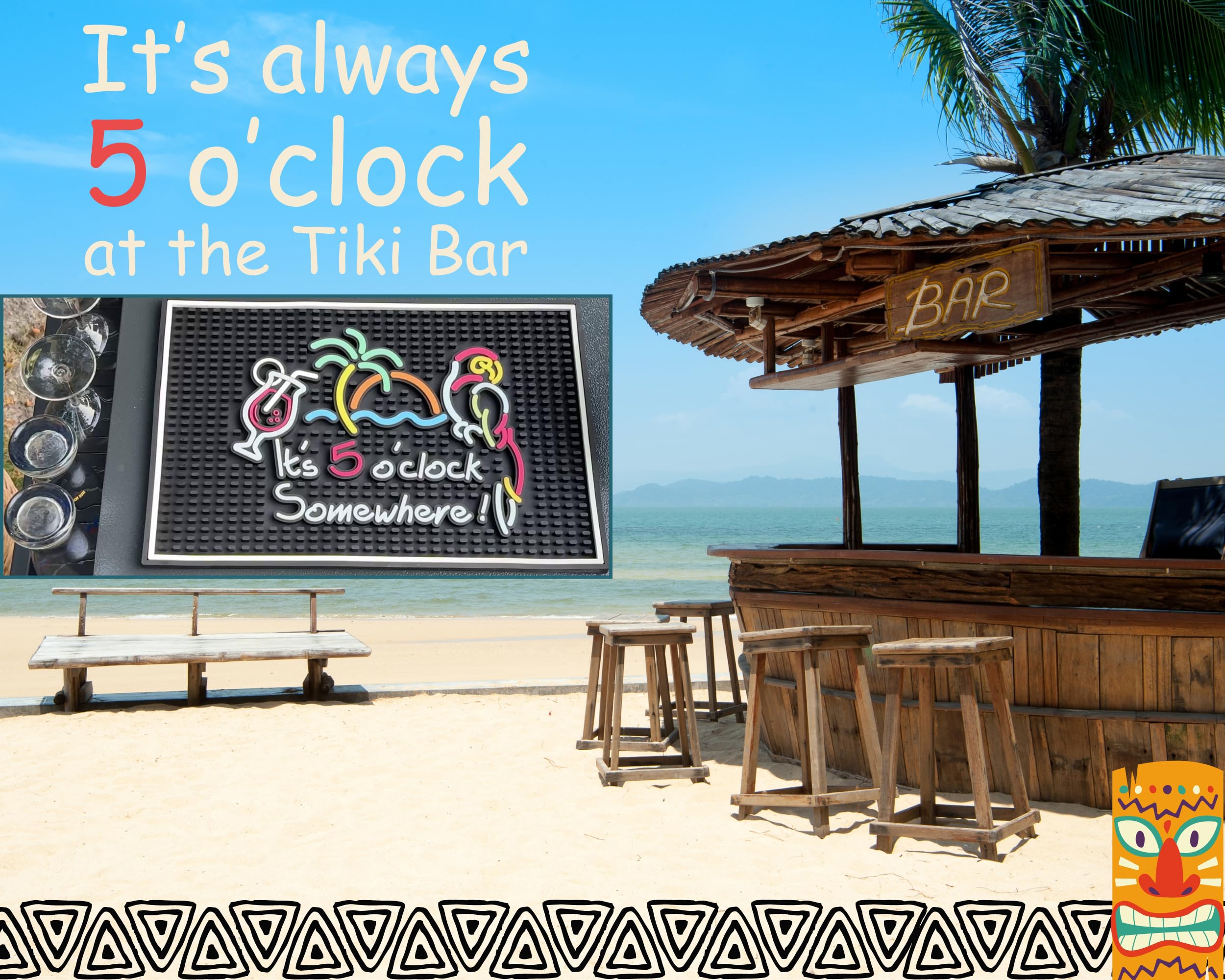 Caluvar bar-mat exterior para luau y fiestas al aire libre.