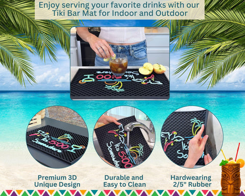 CALUVAR esterilla para barra tiki hawaiana, antideslizante y práctica.
