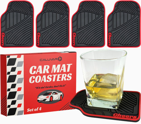 CALUVAR posavasos para coche rojos 6x4in protegen superficies y evitan manchas