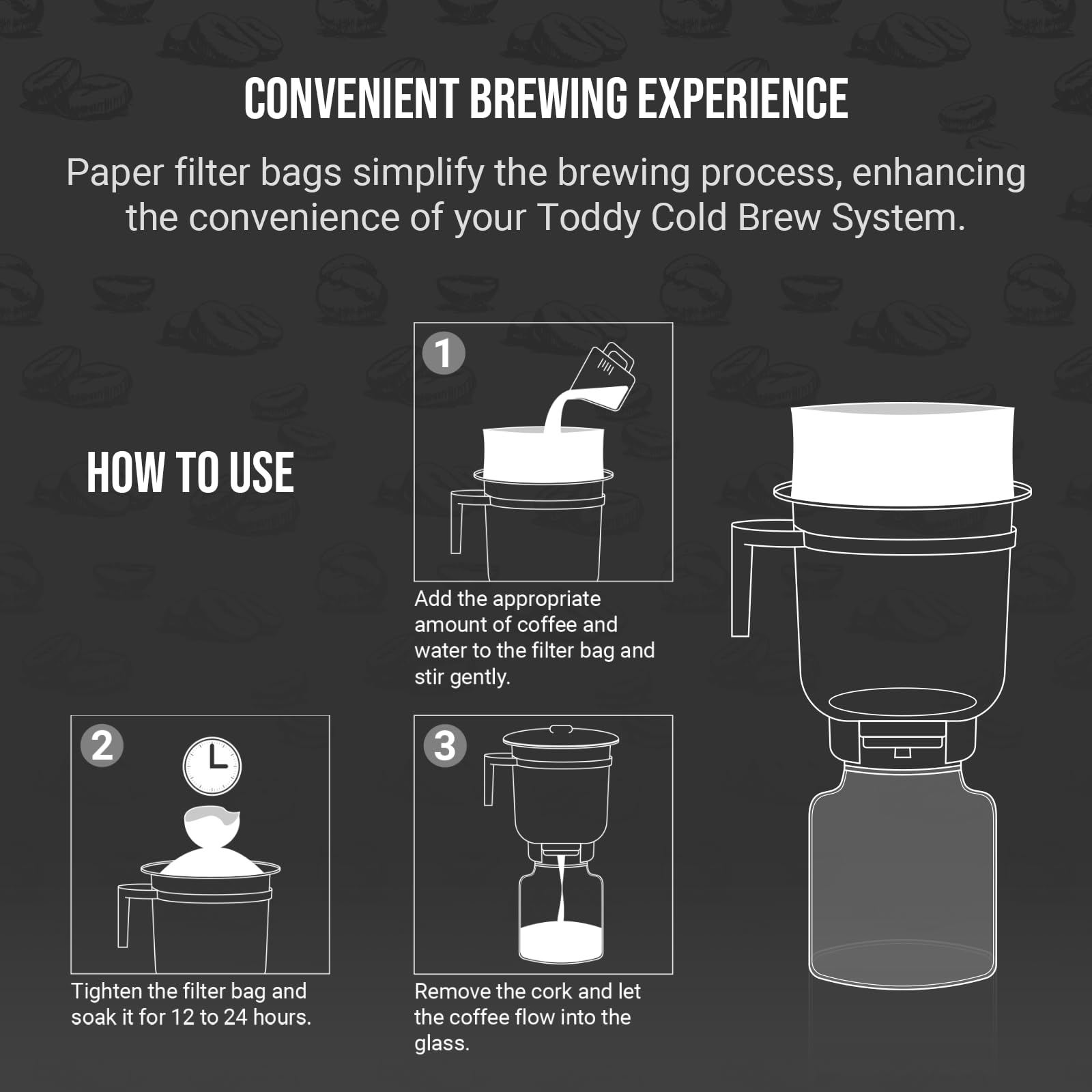 Calvana preparación rápida con filtros y bolsas para Toddy