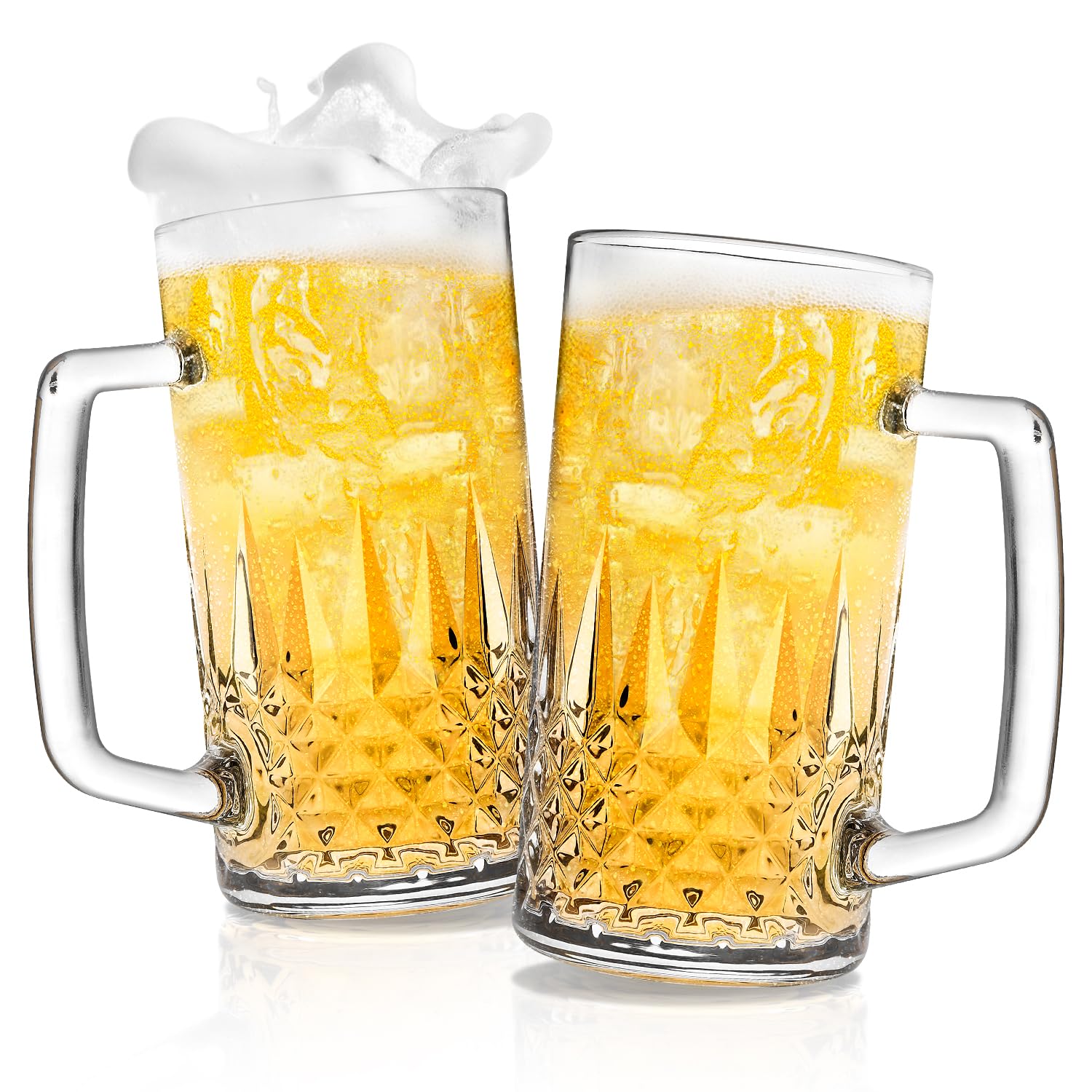 Cambareign jarras de cerveza cristal 20 onzas con asa para enfriar rápidamente