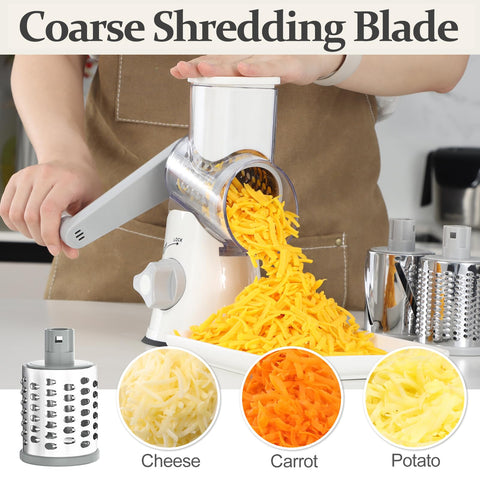 Cambom rallador rotativo con cuchilla extra fina para parmesano y quesos delicados.